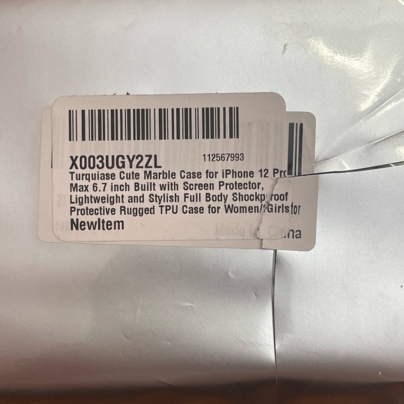 New iPhone 12 Pro Max Marble Phone Case w/ Screen Protector – Turquoise & Gold - Picture 11 of 11